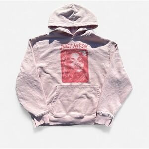 Janet Jackson Pink Fleece Pullover Hoodie Merch Cotton Blend Large